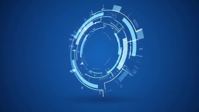 Abstract White Tech Circle Interface on a Blue Backdrop for Futuristic Digital Display