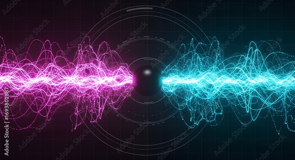 Aufkleber a futuristic and abstract background with neon lights and geometric shapes. technology and science-f
