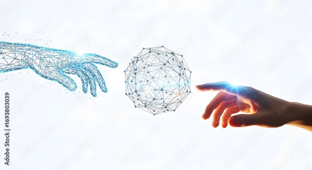 Poster a conceptual illustration of the brain within a sphere, representing global intelligence. the connec