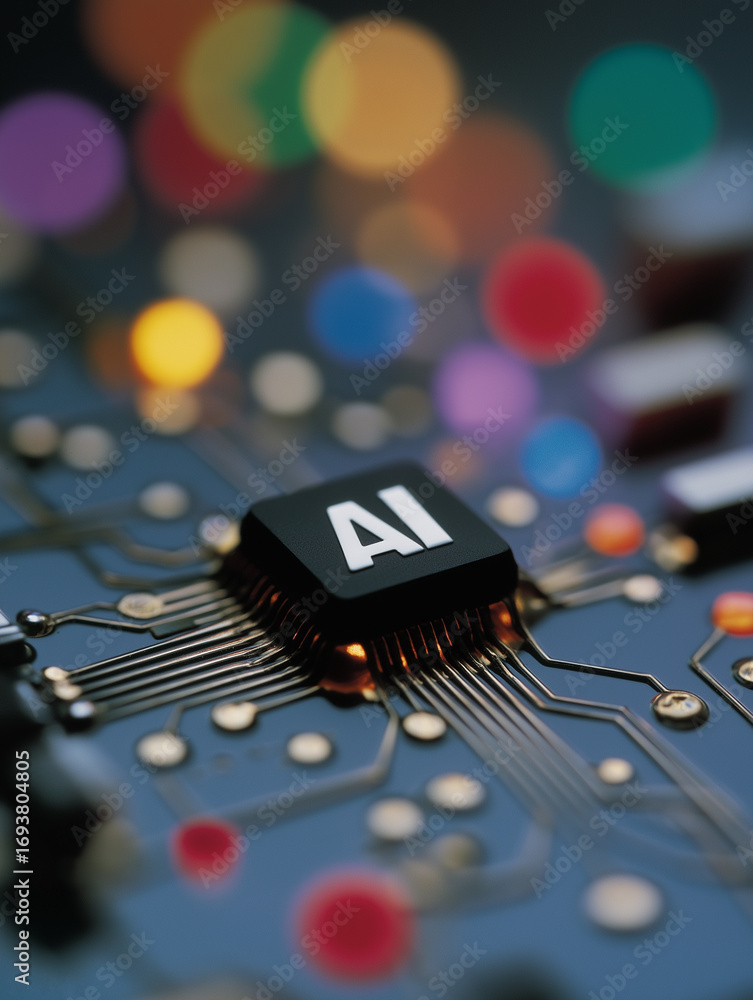 Poster a close-up of a microchip with 