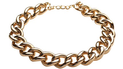 Obraz premium Elegant gold chain necklace with interlocking links, perfect for adding a touch of luxury isolated on a transparent background.