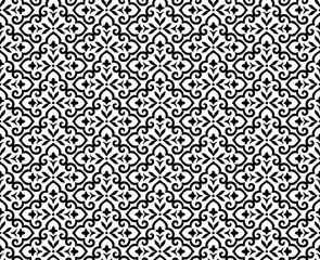 Fototapeta premium Flower geometric pattern. Seamless vector background. White and black ornament.
