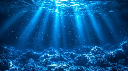 Fototapeta premium Underwater Sunlight Beams on Coral Reef