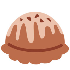 Chocolate ice cream with chocolate drizzle, rich and decadent dessert design for chocolate lovers.