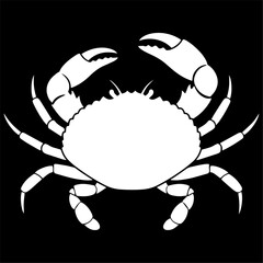 Black silhouette of a crab, flat design.
