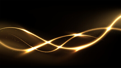glowing golden light streak abstract background with luminous waves and sparkling particles creating elegant dynamic motion design for modern digital art and futuristic concepts