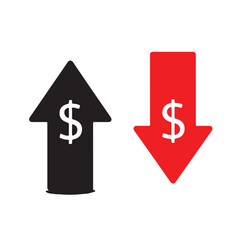 money increase and decrease icon. price, up, down, profit, loss, symbol with dollar and arrow sign. transparent png and vector illustration.