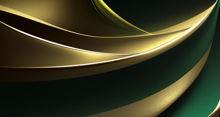 Luxury Abstract Green and Gold Metallic Waves Background