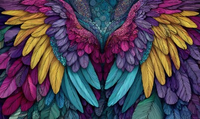 Obraz premium Vibrant, detailed wings with a mosaic-like texture