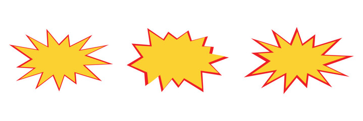 Comic burst, bursting star, starburst speech bubbles. star sticker, burst speech balloon. comic book, vector boom or explosion. communication concept.  vector illustration. eps 10 .