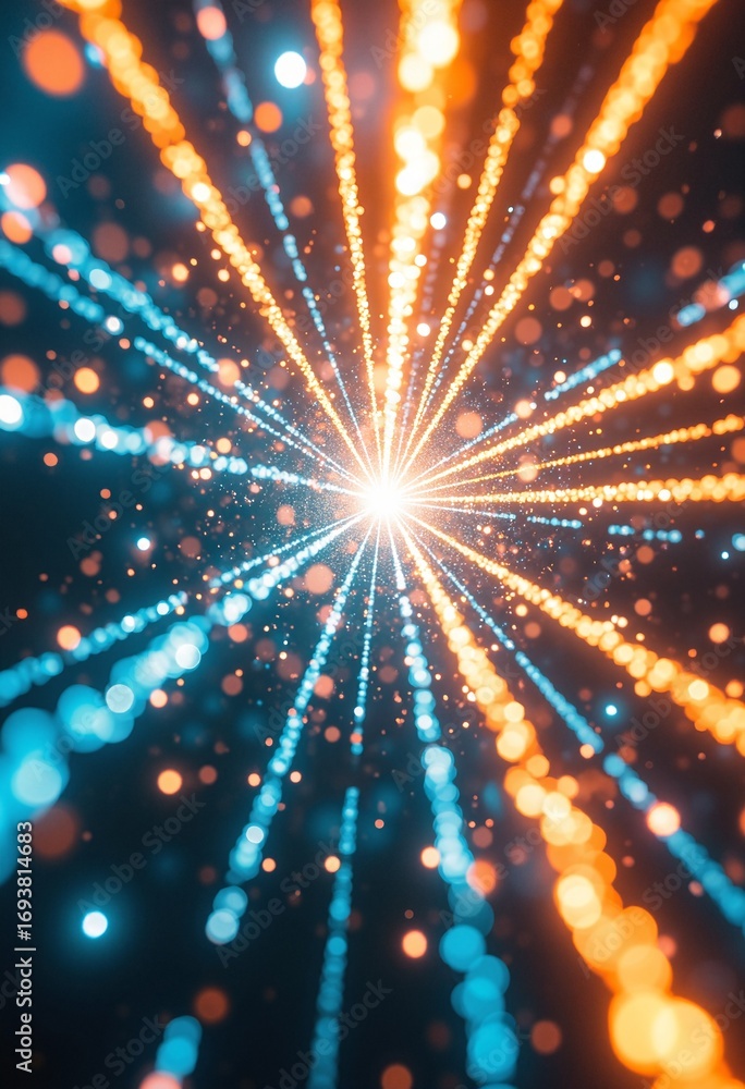 Poster abstract light rays splitting through sparkling crystals