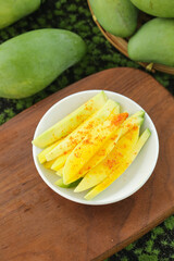 Fresh Green Mango Slices with Spice Seasoning Hainan Guangxi Style Raw Fruit Snack