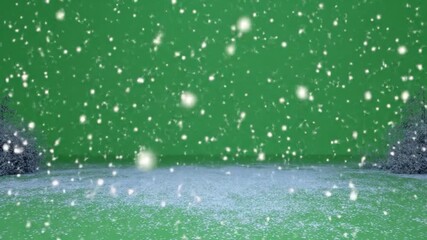 Green screen with animated snow falling - Powered by Adobe