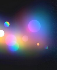 Rainbow glowing flare light leak with dreamy blur and retro noise