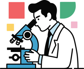 Scientist intently studies sample with microscope, representing discovery and innovation