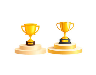 3D illustration of a shiny golden trophy symbolizing success on a white background