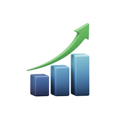 Business growth chart with upward arrow, symbolizing success, progress, and financial gains