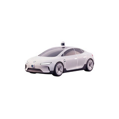 Fototapeta premium Modern autonomous electric vehicle on the road, symbolizing future transportation and innovation