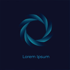 Modern Abstract Circular Logo Design with Blue Gradient Shape on Dark Background for Corporate Branding