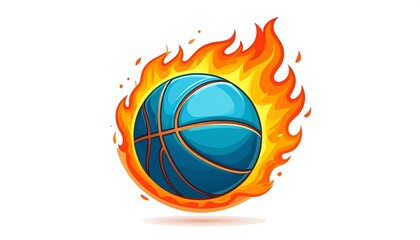 Cartoon basketball engulfed in flames
