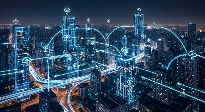 Smart City Network: Digital Infrastructure and Connectivity. - Powered by Adobe