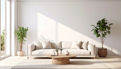Serene Minimalist Living Room with Sunlight
