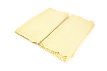Fresh Handmade Tofu Skin Sheets Raw Yuba Bean Curd Wrapper White Background