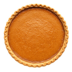 Pumpkin Pie, Delicious Autumn Dessert with Flaky Crust on white background
