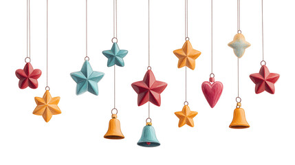 Obraz premium Christmas decorations on white background with ornaments, snowflakes, and festive elements. Perfect for holiday wallpaper, backgrounds, or seasonal designs.