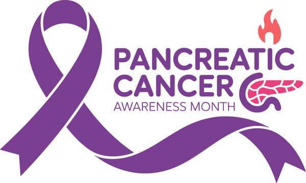 Pancreatic cancer awareness month purple ribbon support hope