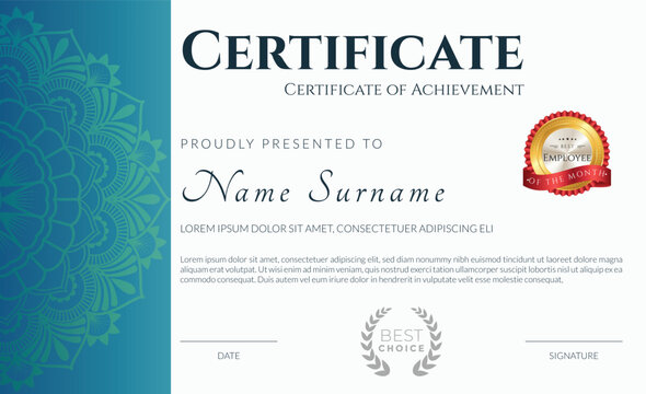stylish modern and traditional elegant certificate of achievement award template design vector illustration, Awesome modern elegant certificate of achievement
