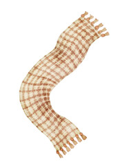 Digital watercolor illustration of a warm plaid scarf, ideal for autumn and winter fashion projects.