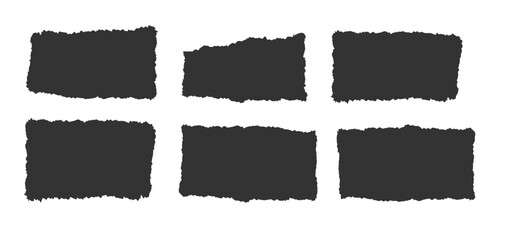 Jagged rectangle. Set of Paper torn, jagged edge rectangle shape. Rectangle torn paper shape. Headline, calligraphy border, isolated grunge header background. Rough edge rectangle frame. Vector