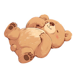 A cute cartoon bear illustrated in a playful and charming style. The bear has a soft, friendly expression, rounded shapes, and warm colors, perfect for children’s books, stickers, or T-shirt designs.