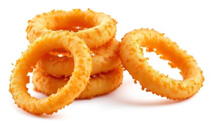 Crispy Fried Onion Rings Stack isolated on White Background