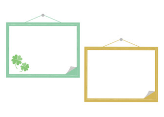 吊すタイプの横長メッセージボードのセット。余白を有効にご利用ください。