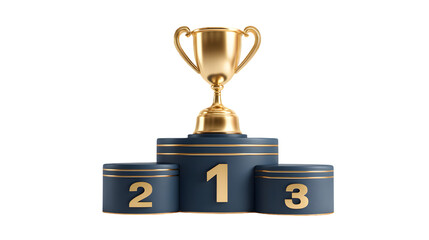 Gold Trophy on a Podium