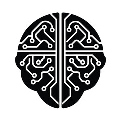 Futuristic Cybernetic Brain with Glowing Neon Circuits