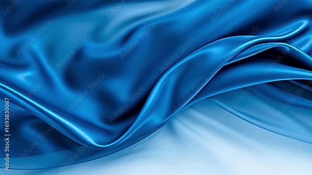 Poster close up of smooth flowing blue silk fabric with shiny texture creating luxurious and elegant appear
