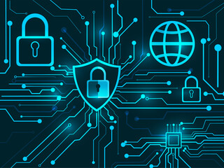 digital cyber abstract background with padlock protection