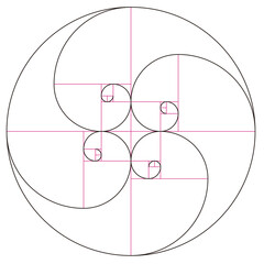 Golden Ratio Spiral, Fibonacci Sequence, Sacred Geometry Design Graphic.
