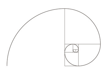 Golden Ratio Spiral, Fibonacci Sequence, Sacred Geometry Design Graphic.