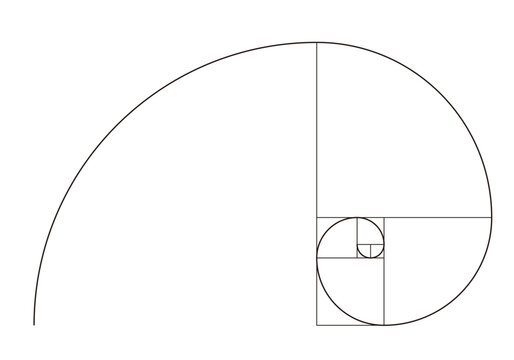 Golden Ratio Spiral, Fibonacci Sequence, Sacred Geometry Design Graphic.
