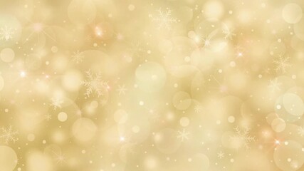 ゴールド　雪の結晶　キラキラ　ループ動画　豪華　高級感　おしゃれ　光る　パーティクル　玉ボケ　降雪　Sparkling gold winter light.Snow crystals.Abstract light bokeh motion.Christmas.Loop video. - Powered by Adobe