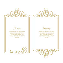 Vector set frames for design template. Golden floral borders.