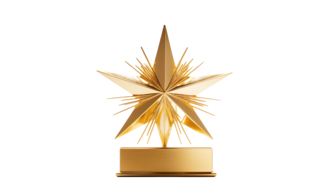 Stunning golden star trophy gleams with achievement and prestigious award recognition for top performers