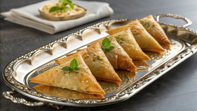 Elegant platter of briouats showcasing a delightful Moroccan culinary tradition for a festive gathering