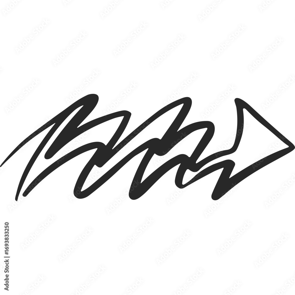Poster abstract signature design with zigzag lines and arrow shape