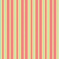 Obraz premium A repeating geometric pattern with vertical stripes of alternating solid yellow and pink bands with a narrow blue-green line in the center