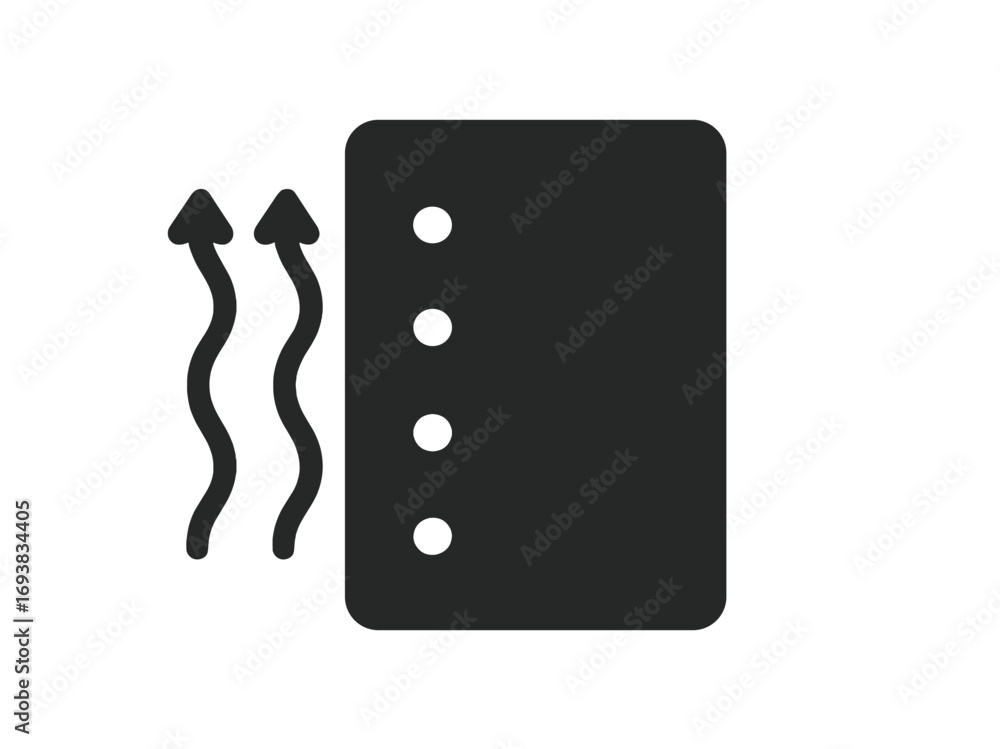 Poster symbol representing heat rising from a surface, used in various design contexts to indicate warmth o